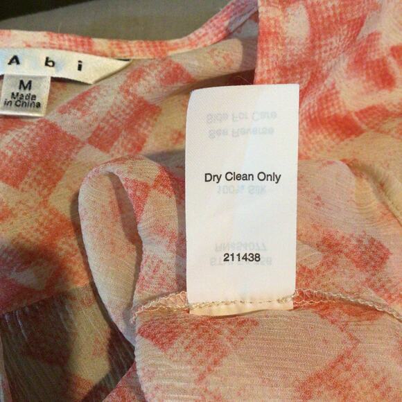 CAbi Emerson Silk Blouse in Cream and Coral Style 756 Size M - Picture 7 of 7